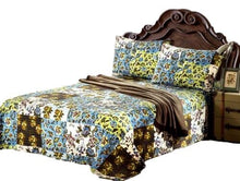 Load image into Gallery viewer, Tache Mystical Forest Green Blue Leaves Cotton Quilt Set (KST1504)