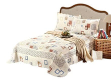 Load image into Gallery viewer, Tache Geometric Cubic Squares Ivory Scalloped Retro Cotton Quilt Bedspread Set (DSW009)