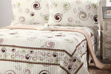 Load image into Gallery viewer, Tache Summer Storm Geometric Swirl Ivory White Scalloped Cotton Quilt Set (DSW019)