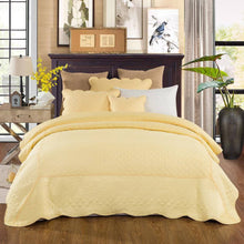 Load image into Gallery viewer, Tache Buttercup Puffs Yellow Diamond Matelasse Scalloped Quilt Set
