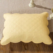 Load image into Gallery viewer, Tache Buttercup Puffs Yellow Diamond Matelasse Scalloped Quilt Set