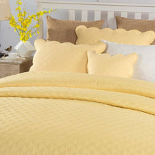 Load image into Gallery viewer, Tache Buttercup Puffs Yellow Diamond Matelasse Scalloped Quilt Set