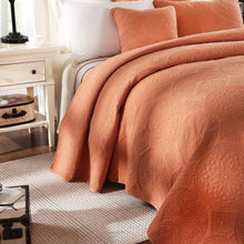 Load image into Gallery viewer, Tache Tuscany Sunrise Medallion Orange Rustic Stone Washed Cotton Quilt Set (JHW-595)