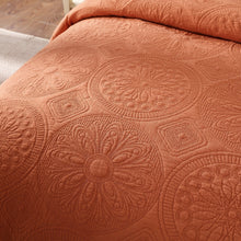 Load image into Gallery viewer, Tache Tuscany Sunrise Medallion Orange Rustic Stone Washed Cotton Quilt Set (JHW-595)