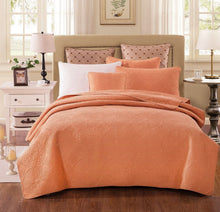 Load image into Gallery viewer, Tache Tuscany Sunrise Medallion Orange Rustic Stone Washed Cotton Quilt Set (JHW-595)