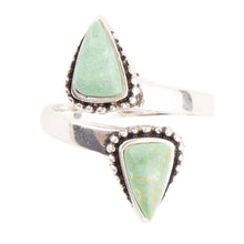 Load image into Gallery viewer, Begondor Green Turquoise and Sterling Silver Adjustable Ring