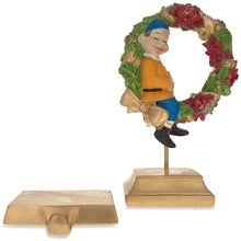 Load image into Gallery viewer, 7-Inch Wreath Metal Christmas Stocking Holder Hanger with Elf Design