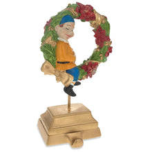 Load image into Gallery viewer, 7-Inch Wreath Metal Christmas Stocking Holder Hanger with Elf Design