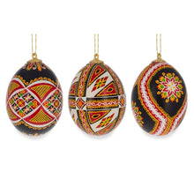 Load image into Gallery viewer, Set of 3 Authentic Real Eggshell Ukrainian Easter Egg Pysanka Ornaments