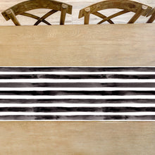 Load image into Gallery viewer, Black and White Painterly Stripes Table Runner