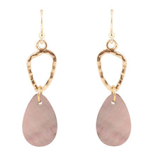 Load image into Gallery viewer, Black Mother of Pearl and Bronze Drop Earrings