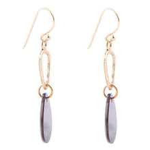 Load image into Gallery viewer, Black Mother of Pearl and Bronze Drop Earrings