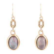 Load image into Gallery viewer, Black Mother of Pearl and Golden Bronze Drop Earrings