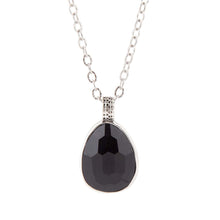 Load image into Gallery viewer, Black Onyx and Sterling Silver Teardrop Pendant Necklace