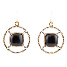 Load image into Gallery viewer, Black Onyx Mixed Metal Drop Earrings