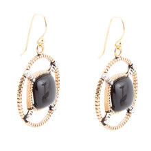 Load image into Gallery viewer, Black Onyx Mixed Metal Drop Earrings