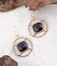 Load image into Gallery viewer, Black Onyx Mixed Metal Drop Earrings