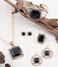 Load image into Gallery viewer, Black Onyx Mixed Metal Post Earrings