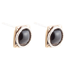 Load image into Gallery viewer, Black Onyx Mixed Metal Post Earrings