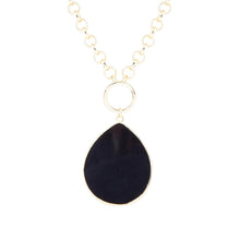 Load image into Gallery viewer, Black Onyx Teardrop Golden Chain Necklace