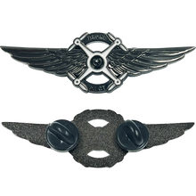 Load image into Gallery viewer, BL5-013 Full size UAS FAA Commercial Drone Pilot Wings pin Black Tactical