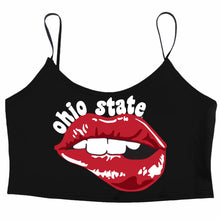 Load image into Gallery viewer, Ohio State OSU Buckeyes Lips Black Spaghetti Tank