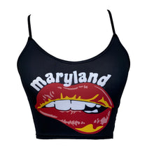 Load image into Gallery viewer, Maryland Terps Lips Black Spaghetti Tank