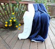 Load image into Gallery viewer, Tache Dark Navy Blue Sherpa Winter Night Micro Fleece Throw Blanket (SMF5060BL)