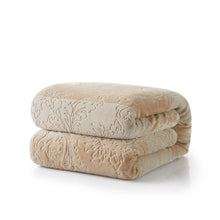 Load image into Gallery viewer, Tache Embossed Bubbly Champagne Beige Sherpa Throw Blanket (TA62088)