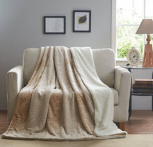 Load image into Gallery viewer, Tache Embossed Bubbly Champagne Beige Sherpa Throw Blanket (TA62088)