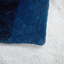 Load image into Gallery viewer, Tache Solid Embossed Cozy Night Blue Sherpa Throw Blanket (62093)