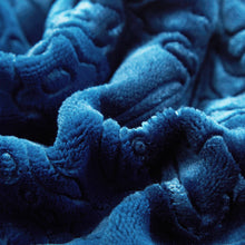 Load image into Gallery viewer, Tache Solid Embossed Cozy Night Blue Sherpa Throw Blanket (62093)