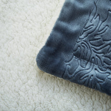Load image into Gallery viewer, Tache Solid Embossed Rainy Day Grey Blue Sherpa Throw Blanket (62090)