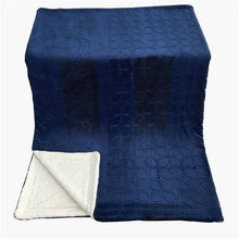 Load image into Gallery viewer, Tache Solid Embossed Cozy Night Blue Sherpa Throw Blanket (62093)
