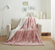 Load image into Gallery viewer, Tache Faux Fur Dusty Rose Gold Pink Throw Blanket (#7)