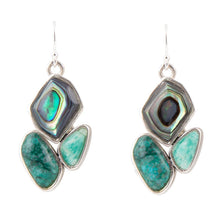 Load image into Gallery viewer, Blue Abalone Fire Sterling Silver Cluster Earrings