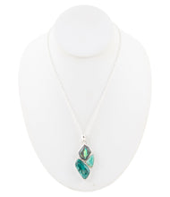 Load image into Gallery viewer, Blue Abalone Fire Sterling Silver Cluster Pendant Necklace