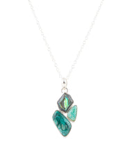 Load image into Gallery viewer, Blue Abalone Fire Sterling Silver Cluster Pendant Necklace
