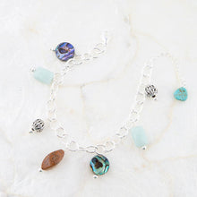Load image into Gallery viewer, Blue Abalone Sterling Silver Charm Bracelet
