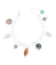 Load image into Gallery viewer, Blue Abalone Sterling Silver Charm Bracelet