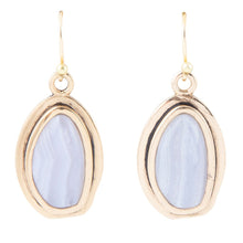 Load image into Gallery viewer, Blue Agate Golden Drop Earrings