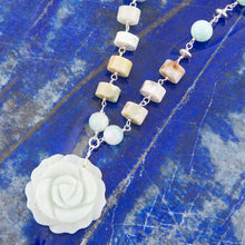 Load image into Gallery viewer, Blue Amazonite Rosette Sterling Necklace