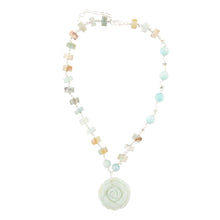Load image into Gallery viewer, Blue Amazonite Rosette Sterling Necklace