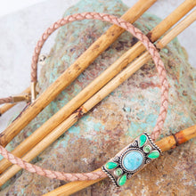 Load image into Gallery viewer, Legacy Lime Green and Blue Turquoise Braided Leather Necklace