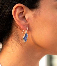 Load image into Gallery viewer, Blue Lapis Maltese Golden Cross Drop Earrings