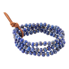 Load image into Gallery viewer, Blue Lapis Triple Strand Golden Bracelet Set