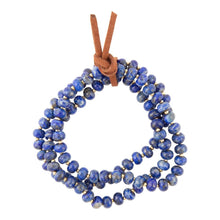 Load image into Gallery viewer, Blue Lapis Triple Strand Golden Bracelet Set