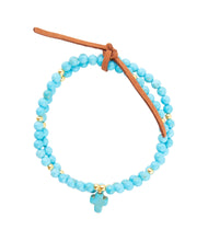 Load image into Gallery viewer, Blue Magnesite Golden Charm Stretch Bracelet Set
