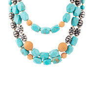 Load image into Gallery viewer, Tulum Blue Magnesite Golden Statement Necklace