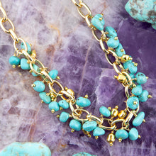 Load image into Gallery viewer, Blue Magnesite Stones Golden Chain Necklace